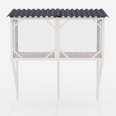 43.3" Outdoor Cat Enclosure With - Mesh, Sunbathing And Playing Spot, Solid Wood Structure, Fits 1 To 4 Feline Companions, Quick Installation, Suitabl
