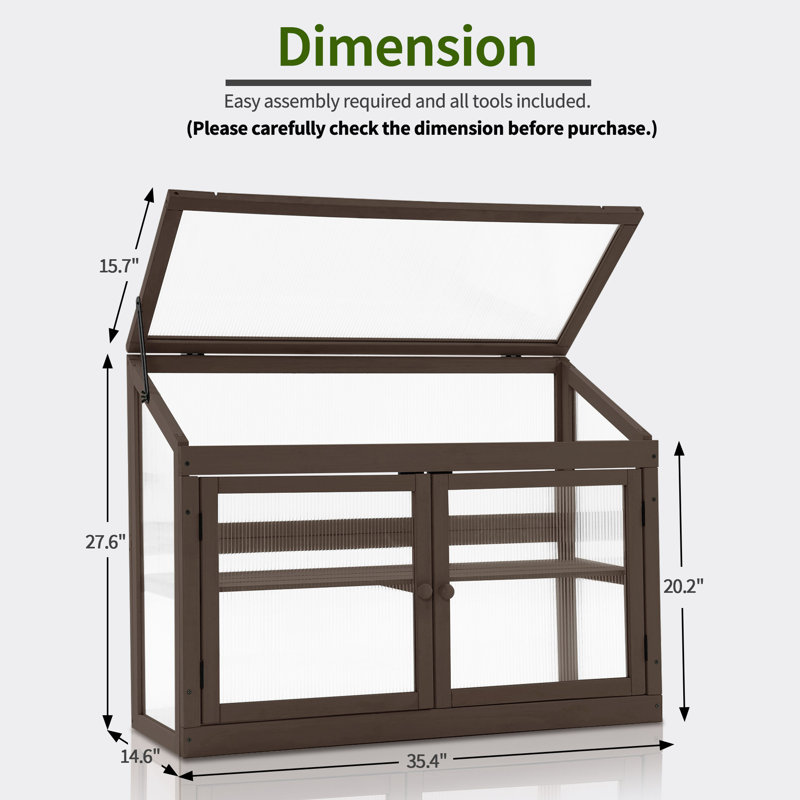 MCombo Brown 2-Tier Fir Wood Cold Frame Garden Greenhouse
