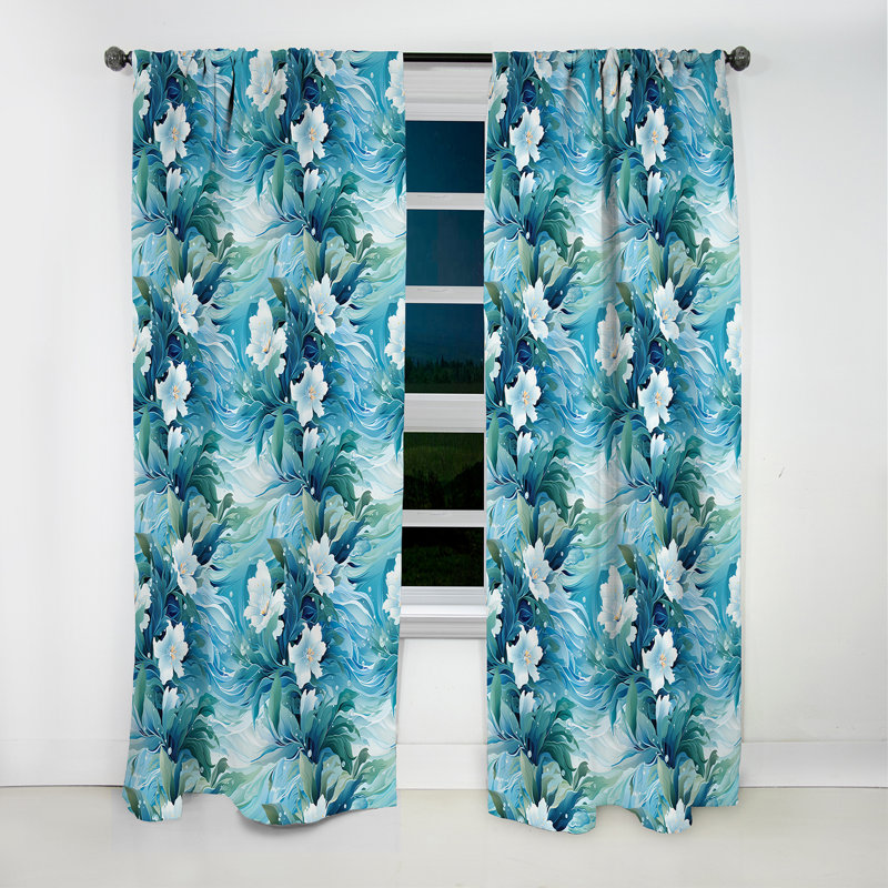 Motif tropical - rideau floral occultant - 1 panneau Oceanic Mirage, L 52 po x L 108 po