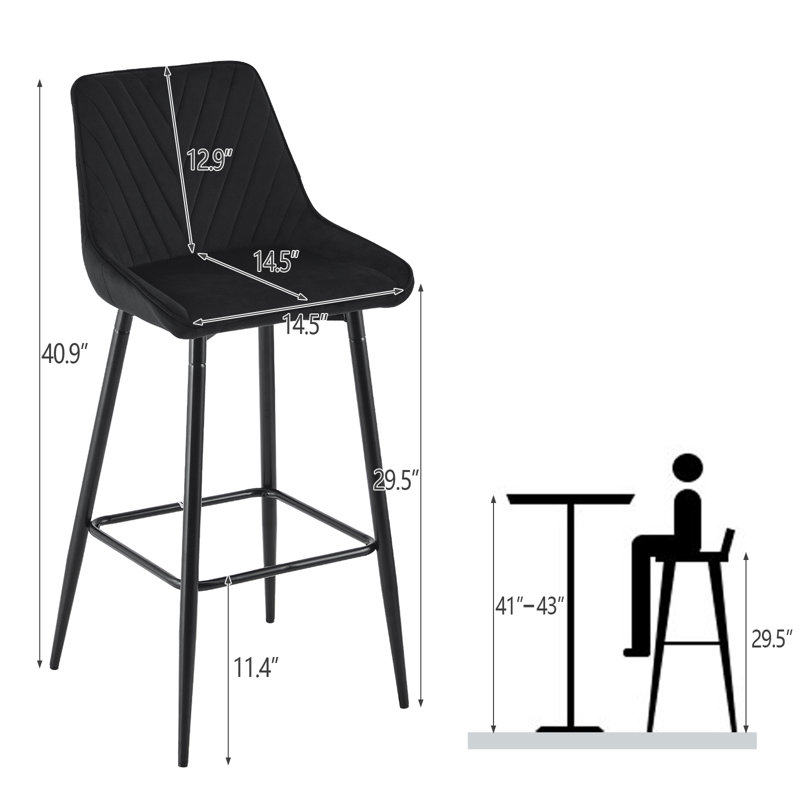 Ahrent Upholstered Counter Stool with Metal Frame, Black