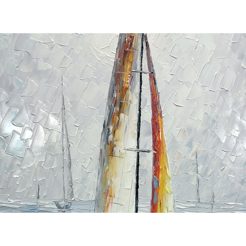 Bateau à voile sur la mer - peinture sur toile tendue
