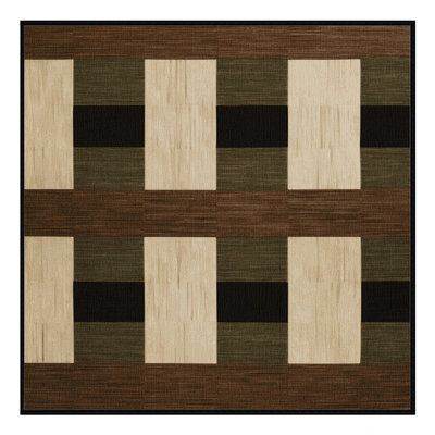 Machine Washable Checkered Brown Area Rug