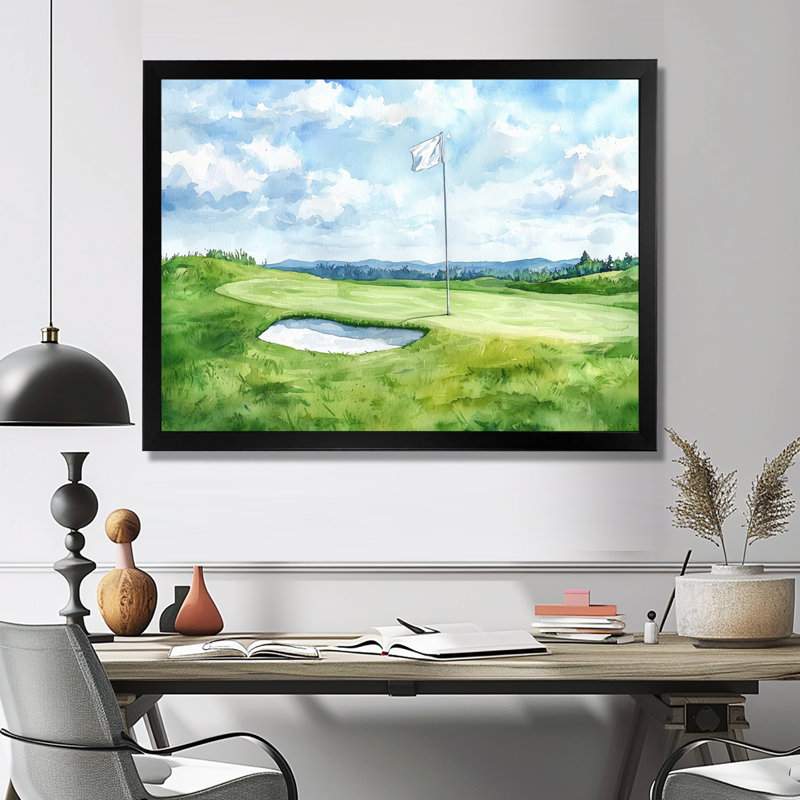 Horizon I - décoration murale de golf, H 34 po x l 44 po, Cadre simple, Noir