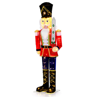 1 décoration de Noël de soldat de casse-noisette éclairé avec épée scintillante