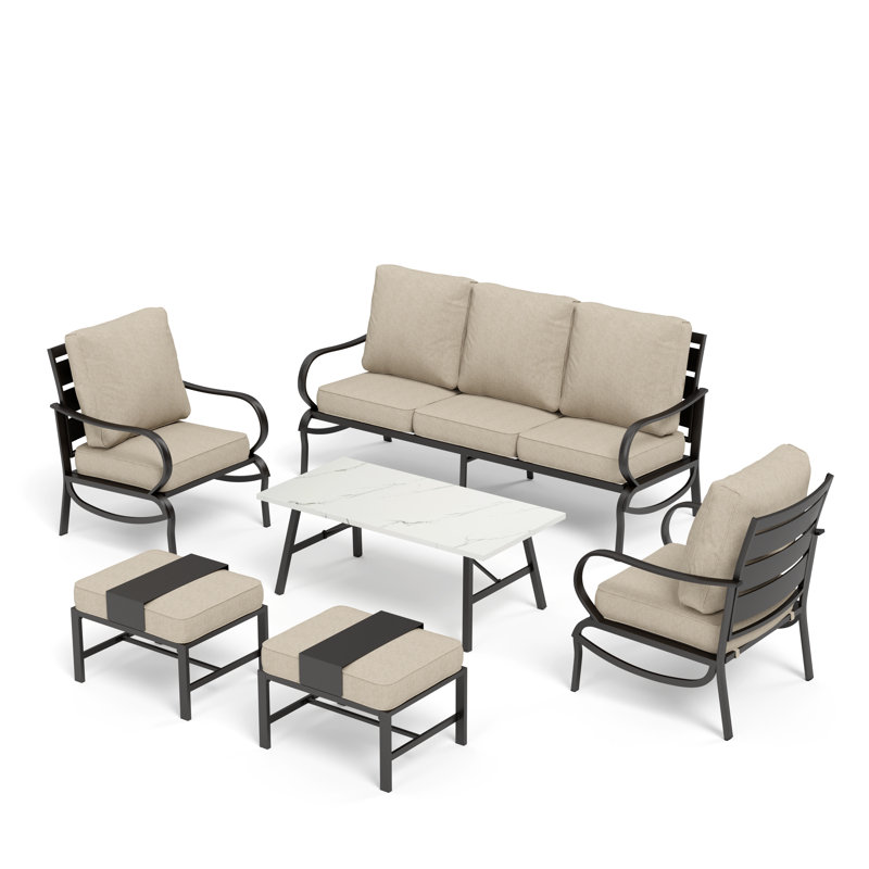 Tapasi 5 - Person Patio Conversation Set with Cushions, Beige, Yes