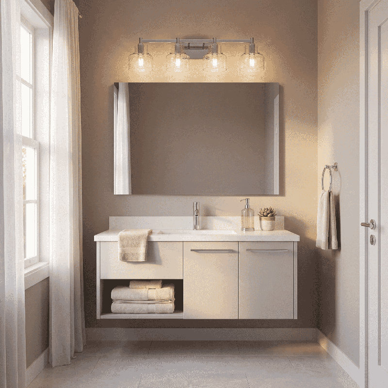 Éclairage pour salle de bain 4 lumières Savoy House Dover en chrome, H 8,25 po x l 33,25 po x P 6 po, Chrome chrome