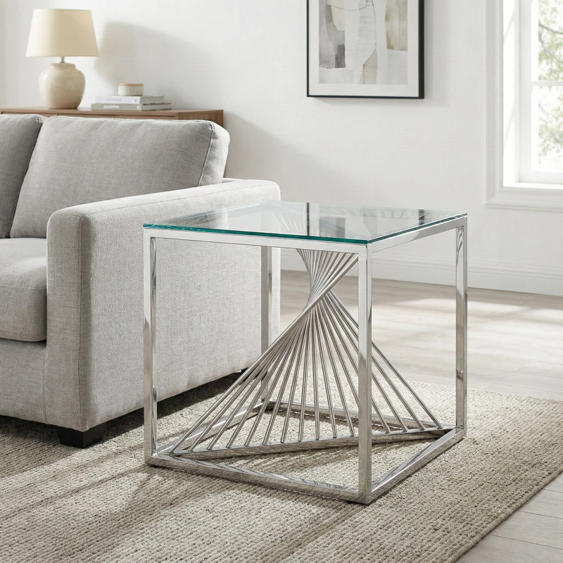 Cyra Glass Top End Table