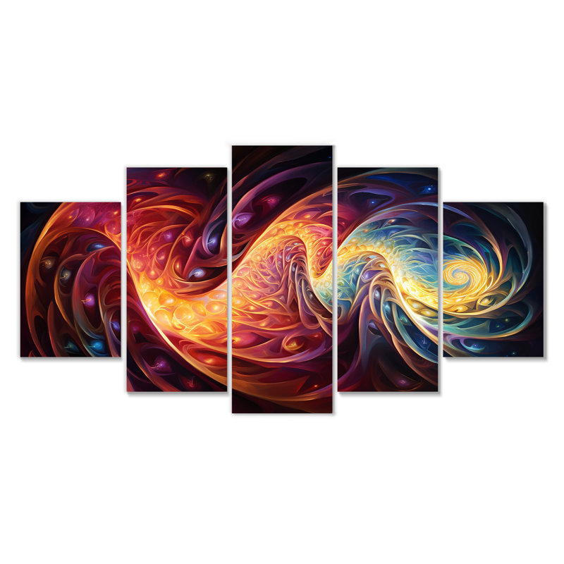 «Creight - Waves», art mural 5 pièces, H 32 po x l 60 po