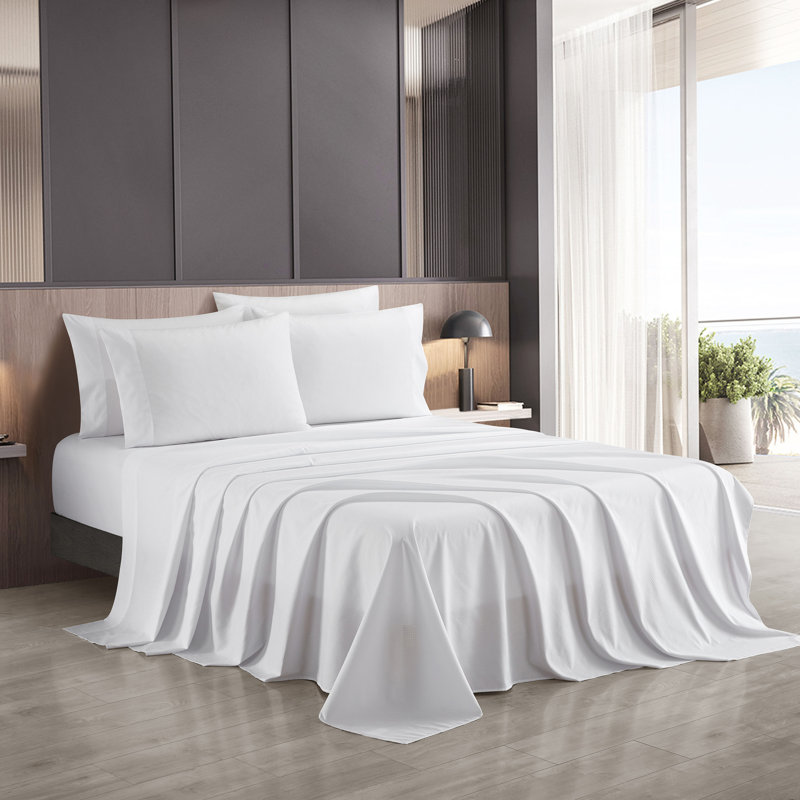  Microfiber Plain Weave / Muslin Sheet Set, Full Sheet Set + 1 Fitted Sheet + 4 Pillowcases, White