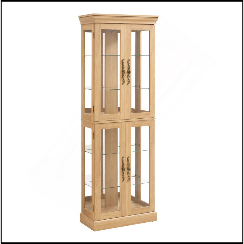 Vitrine lumineuse en verre pour diverses collections et espaces, Chêne clair