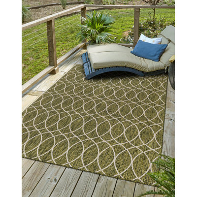Geometric Indoor/Outdoor Area Rug in Green