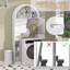 Armoire de rangement au-dessus de la toilette AHB, organisateur de salle de bain autoportant avec tablette réglable et dispositif anti-basculement, armoire arquée avec portes, rangement de toilette peu encombrant pour la salle de bain, buanderie, mini b-109126338