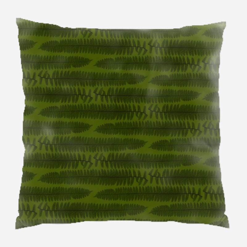 Fern Reversible Throw Pillow, Indoor, Dark Green
