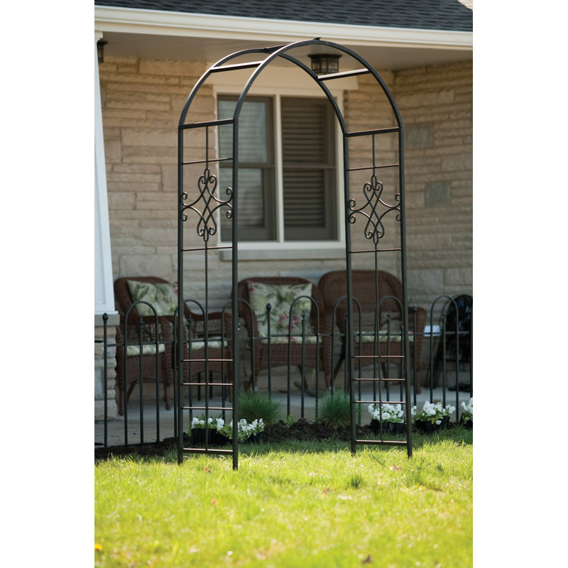 110cm W x 45cm D Steel Arbour in Black