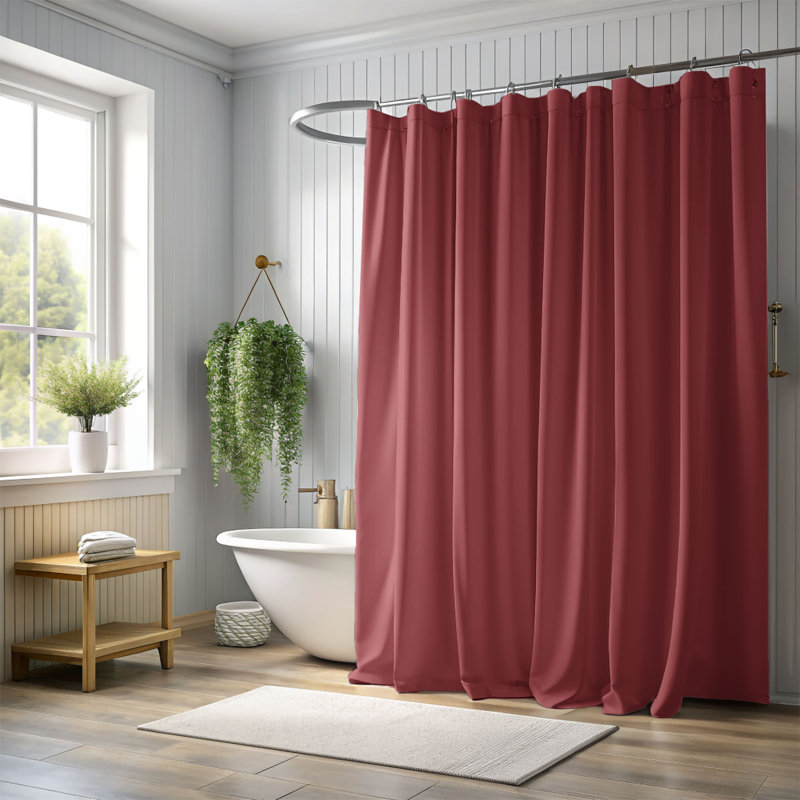 Rideau de douche Sienna Lattice - Premium, H 74 po x l 71 po, Grille rouge d'automne