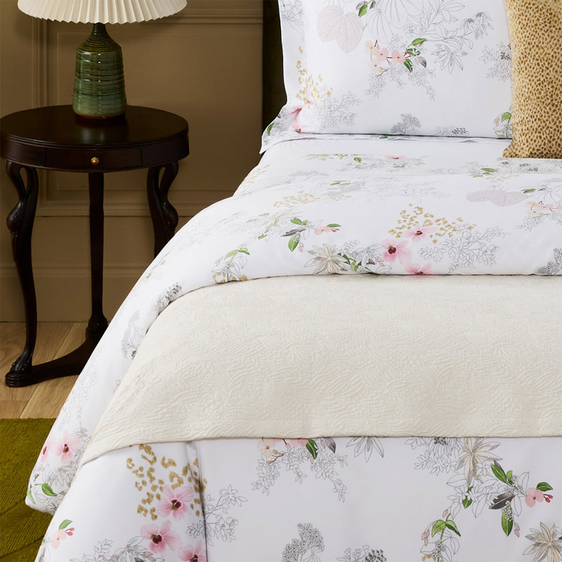 Santoli Coverlet, Nacre Floral 1, King Coverlet