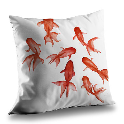 Red Fishes Aquatic Animals Throw Pillow - Home Decor Insert