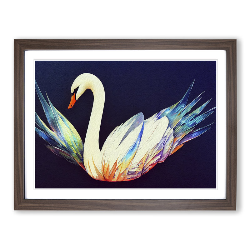 Magical Swan Vol.2 - Framed Print, 46cm H x 64cm W x 2cm D, Walnut