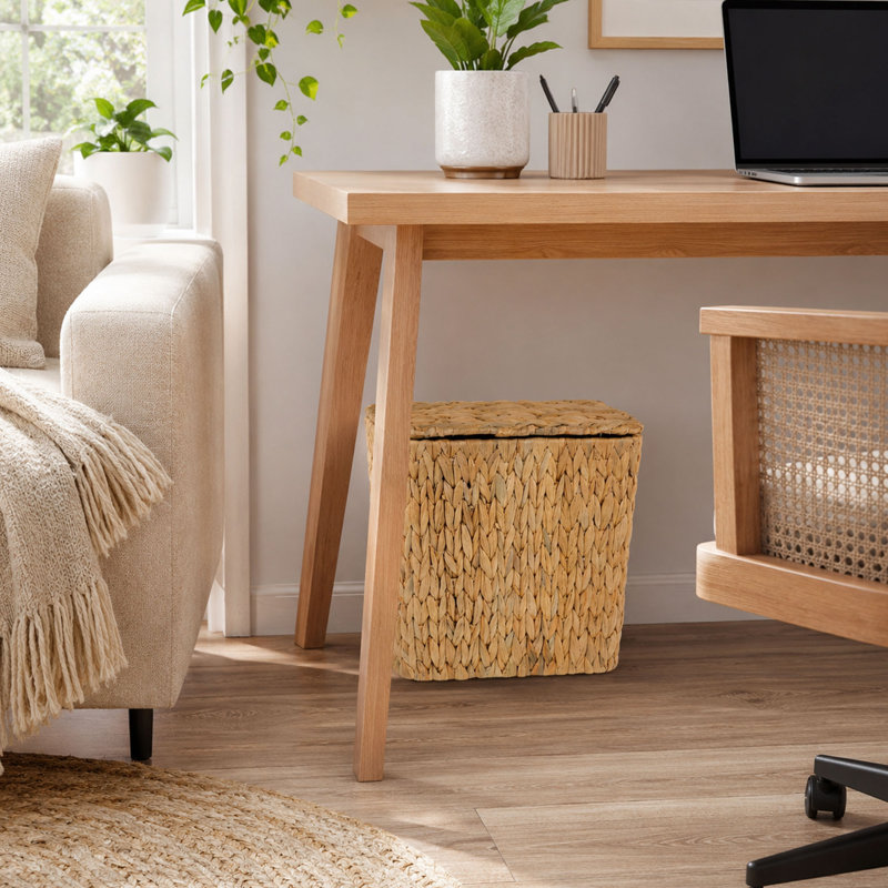 Poubelle, couvercle et doublure Boho Water Hyacinth