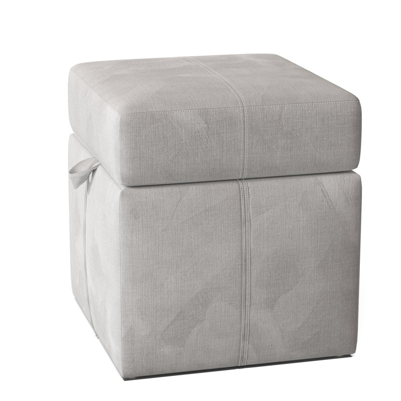Preesall Upholstered Ottoman, Velvet White