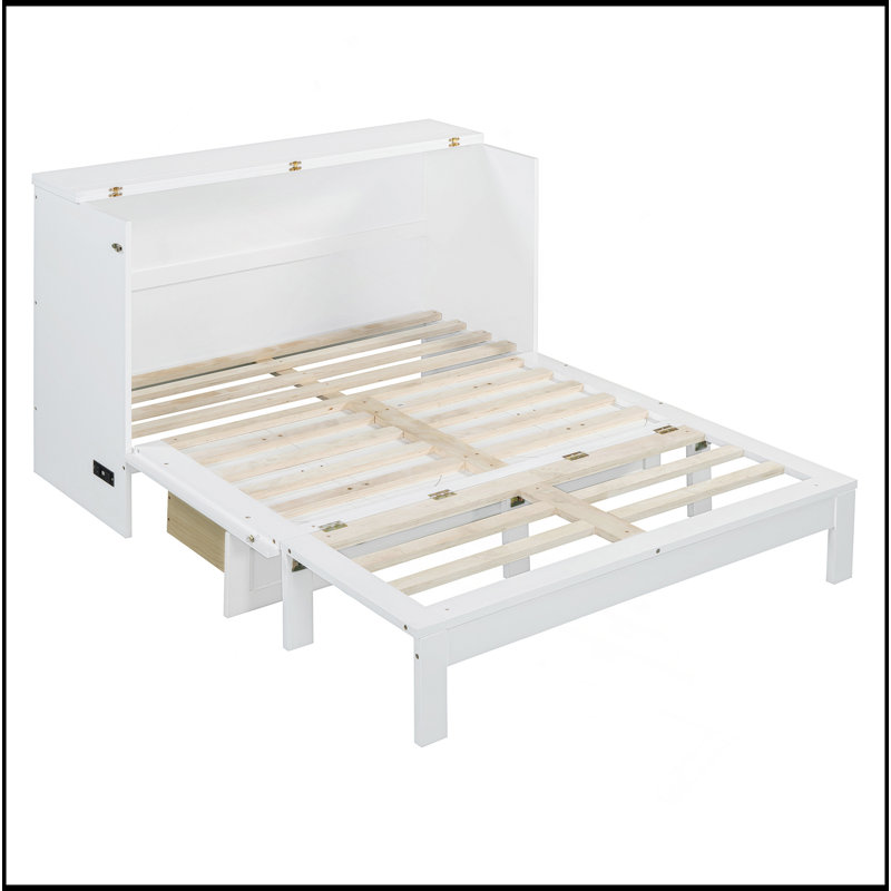 Lit escamotable avec grands tiroirs Murphy, Lit double, Blanc
