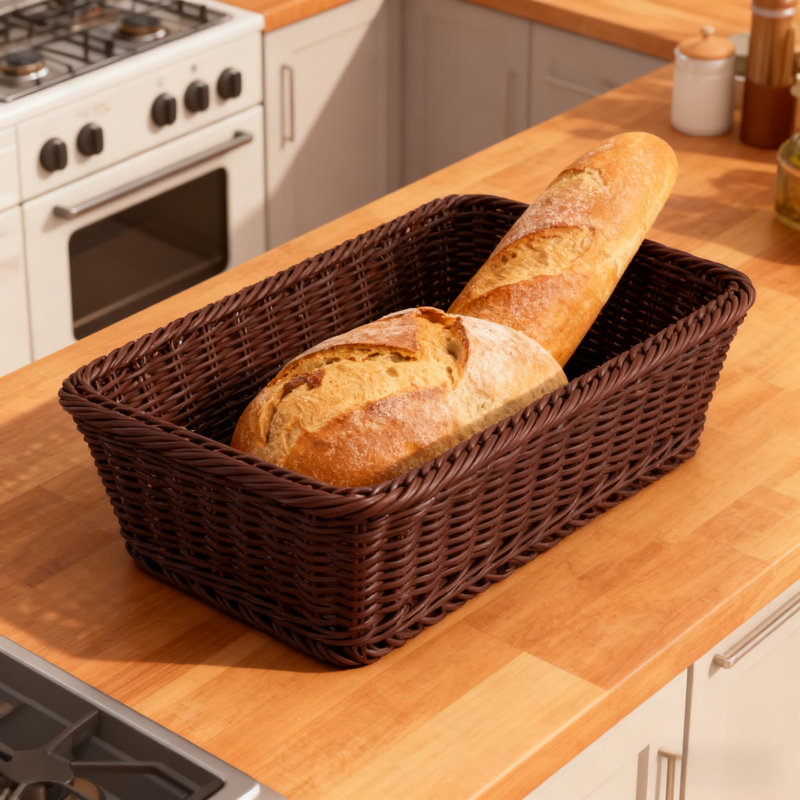 Dark Coffee Color,Two Packs,Rustic Handwoven Storage Basket For Fruits, Bread, Snacks, And Market Display - Durable PP Material, Mold-Resistant For Long-Lasting Use
