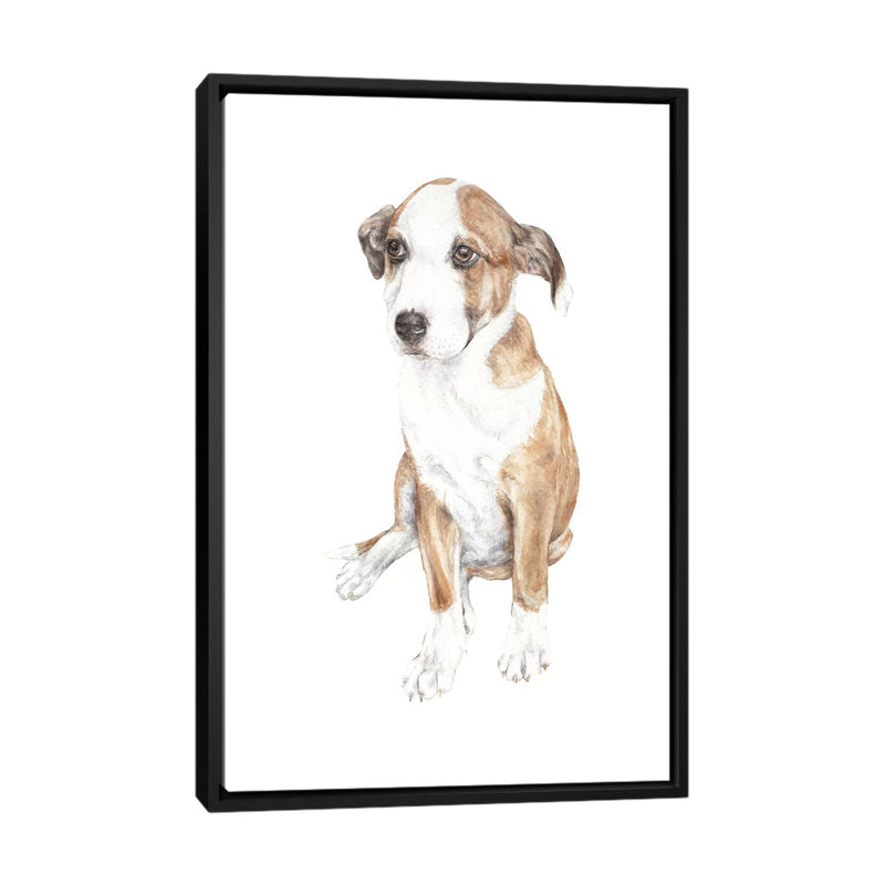 « doux chiot dog », impression sur toile, H 26 po x l 18 po x P 1,5 po, Toile avec cadre noir, Pas de tapis