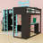 Twin and Twin Wooden Loft Bed with TV Stand, LED Strips, Shelves, USB Ports and Desk-1624632701
