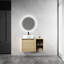 Meuble-lavabo mural 36 po avec lavabo d'art en céramique, tablettes de rangement, porte à fermeture en douceur, contreplaqué. Dalle de pierre blanche, installation facile, grande capacité de conception moderne, utilisation silencieuse, qualité
