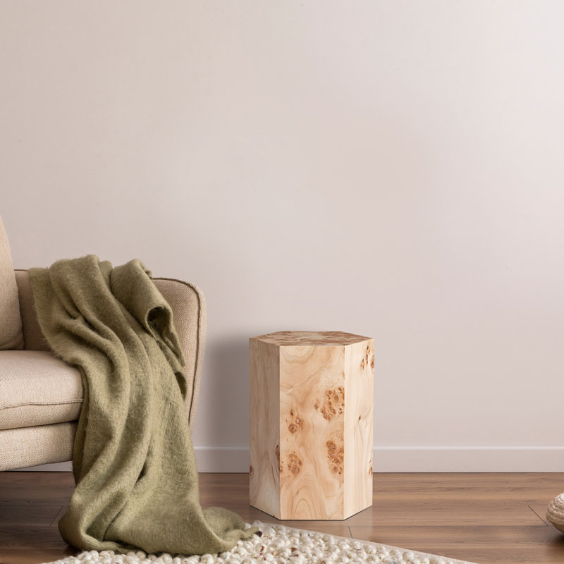 Table d'appoint Hexagon Burlwood, Beige