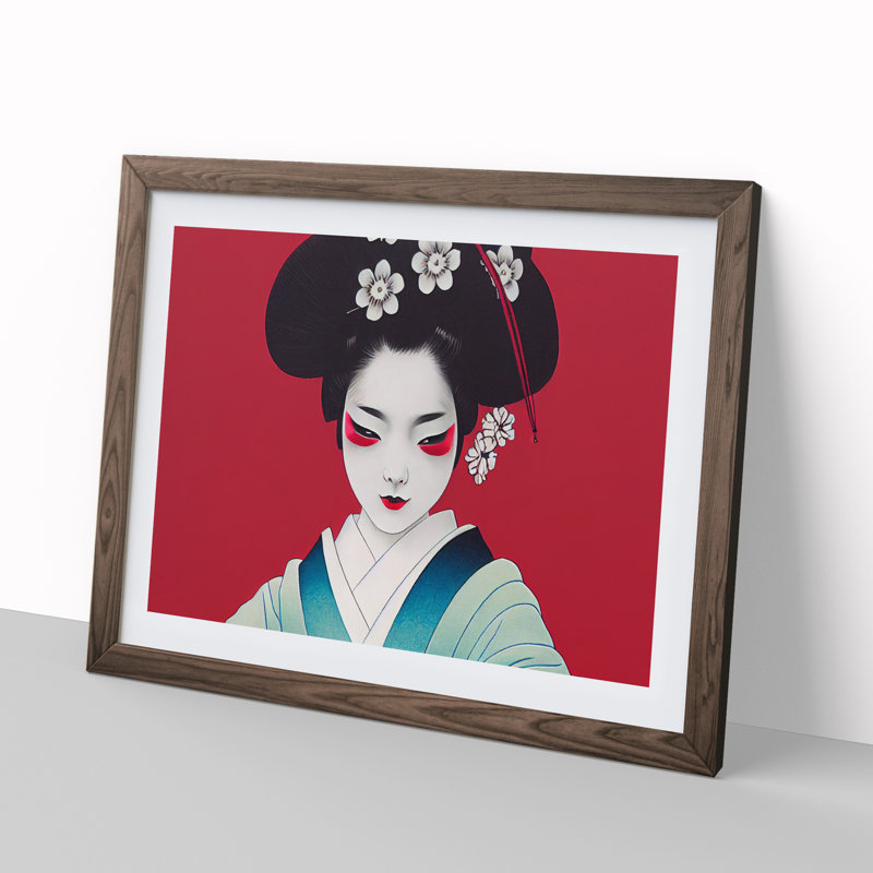 Magical Geisha - Framed Print, 34cm H x 46cm W x 2cm D, Walnut