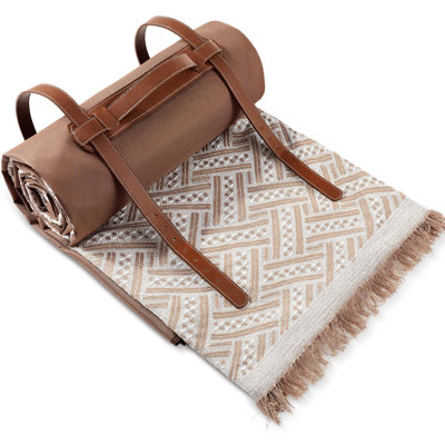 Waterproof Picnic Blankets Outdoor Blanket Foldable 2 In 1 Double Layer Sandproof Beach Mat With Carry Strap For Camping Lawn Park Beach Grass(Khaki)