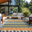 Tapis d'intérieur / extérieur géométrique Duxbury - orange / bleu marine / vert-110742425