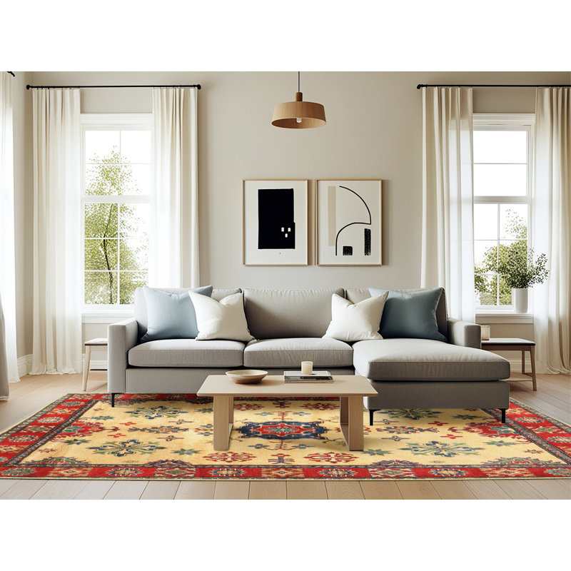 Tapis beige Southwestern, Rectangle 6 pi x 9 pi