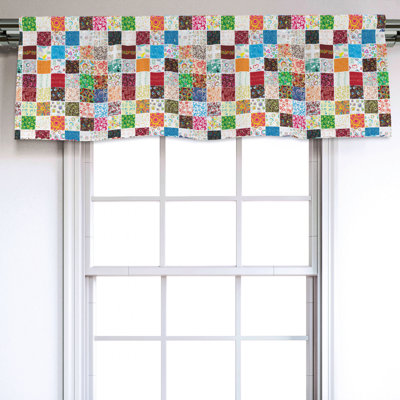 Sateen Geometric Ruffled Window Valance
