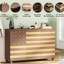 Hand - Buffet de 55 po, 2 tiroirs 3 portes, multifonctionnel pour la cuisine et les espaces de vie, console de café, tablettes réglables, protection pour les pointes, capacité de 200 livres, palette de couleurs brun jaune,