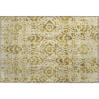 Premium Machine Washable Prisco Gold Rug