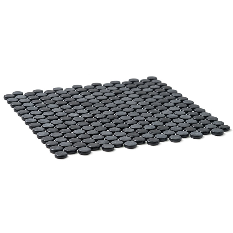 Eterna Penny 12" x 12" Recycled Penny Glass Mosaic Wall & Floor Tile, Black