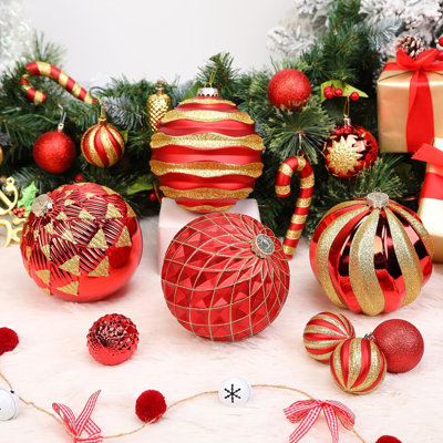 Grandes boules de Noël de 6 po / 150 mm, décor d'arbre de Noël 4 pièces, décorations suspendues incassables