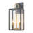 2-Light Lantern Wall Sconce with Matte Black Frame and Brass Accents
