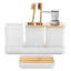 Ensemble d'accessoires de salle de bain, ensemble de cadeau d'accessoires de salle de bain 5 pièces, distributeur de savon, boho, décor de salle de bain moderne