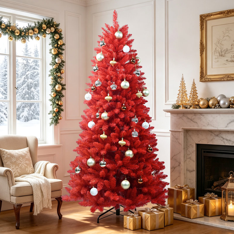 Arbre de Noël artificiel pin rouge , H 4 pi