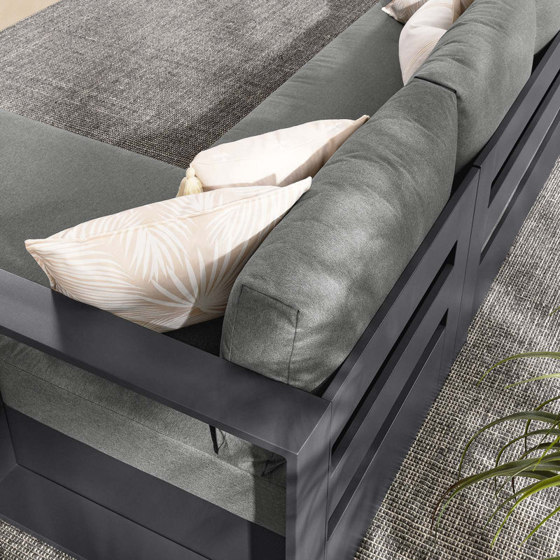 Ensemble de canapé modulaire d'extérieur 2 pièces Modway Tahoe, Gris anthracite, Accoudoir à droite (vu de face)