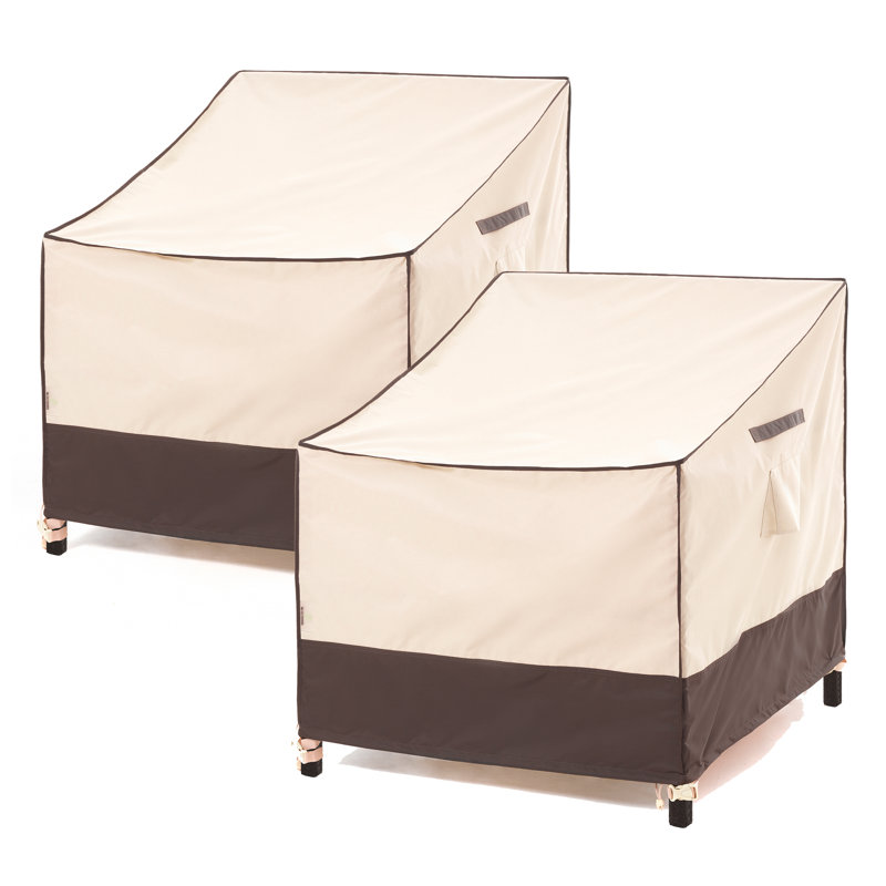 Premium Waterproof Beige and Brown Outdoor Patio Chair Covers, Set of 2