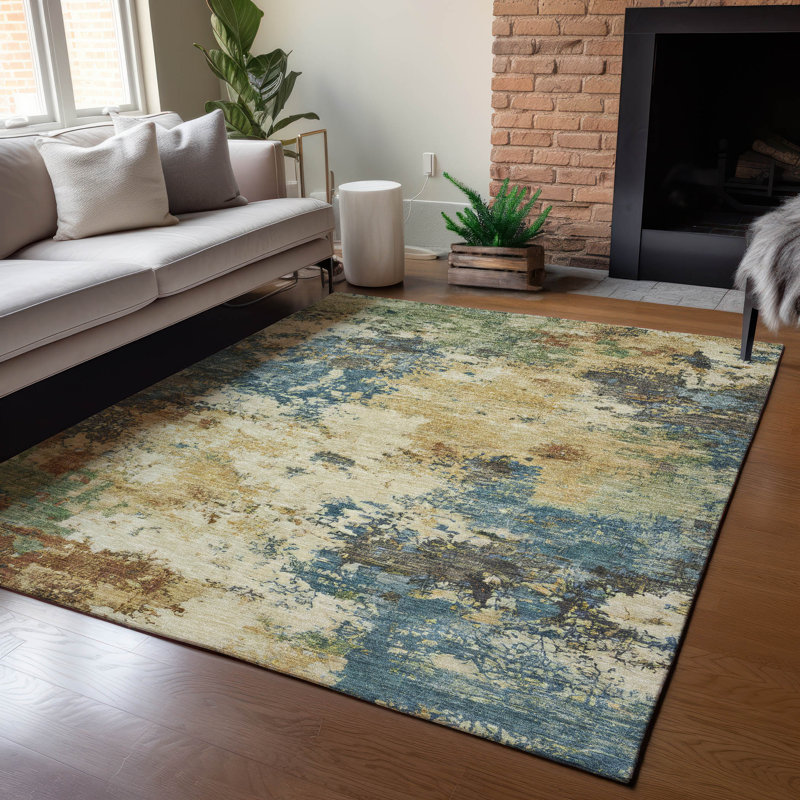 Machine Washable Indoor/Outdoor Chantille ACN2363 Abstract Rug, Rectangle 3' x 5'