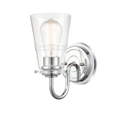 Alreem - 1 lumière - 5 po - Chrome poli - abat-jour transparent - éclairage de meuble-lavabo
