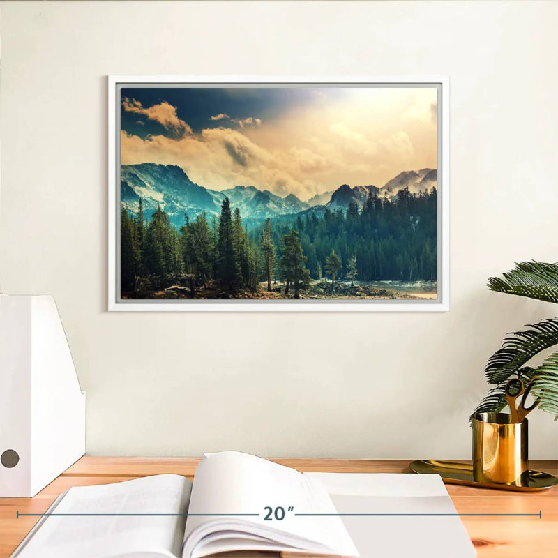 Paysage de montagnes de la Sierra Nevada, Cadre flottant blanc, 13 po x 9 po