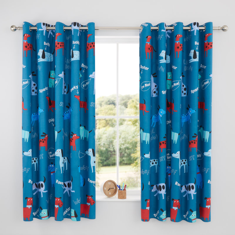 Woofing Dogs Room Darkening Curtain