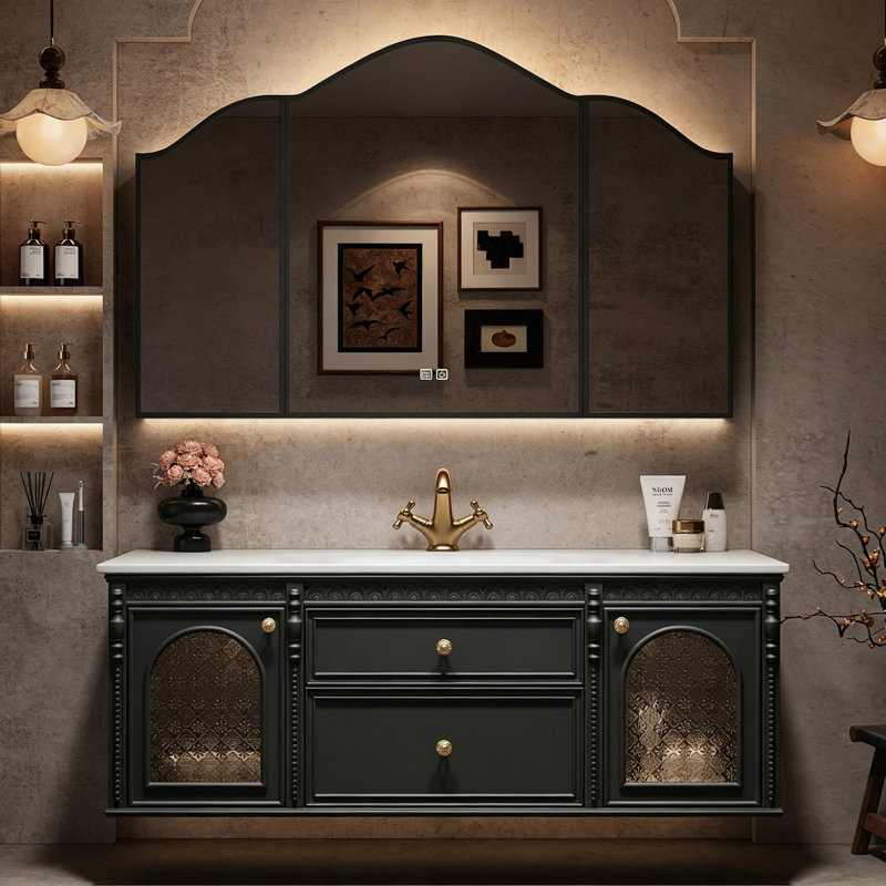 Armoire de salle de bain American, 21.7 "H x47.2"W x 21.7"D, Black