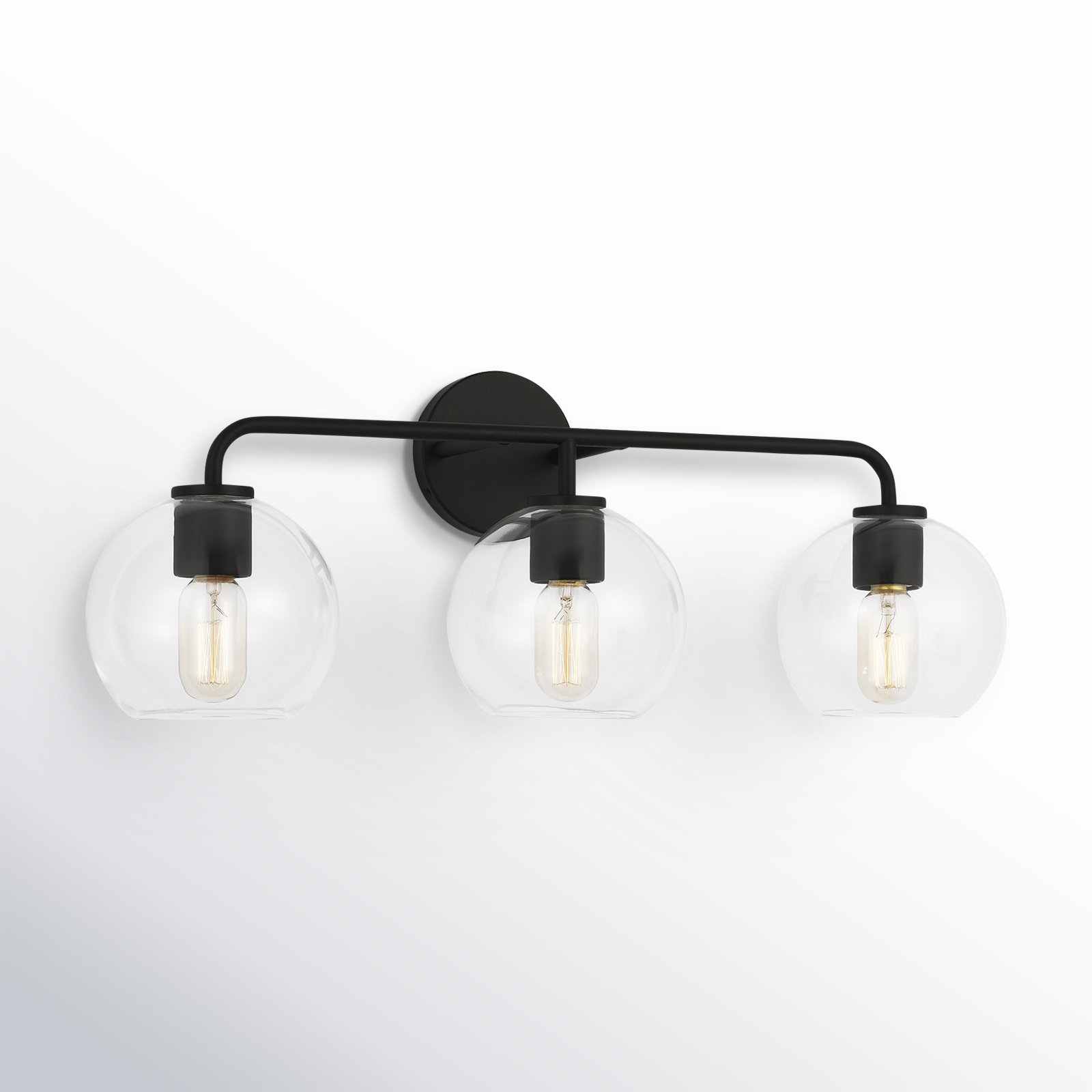 Childerley 3-Light Dimmable Vanity Light, Midnight Black, Clear
